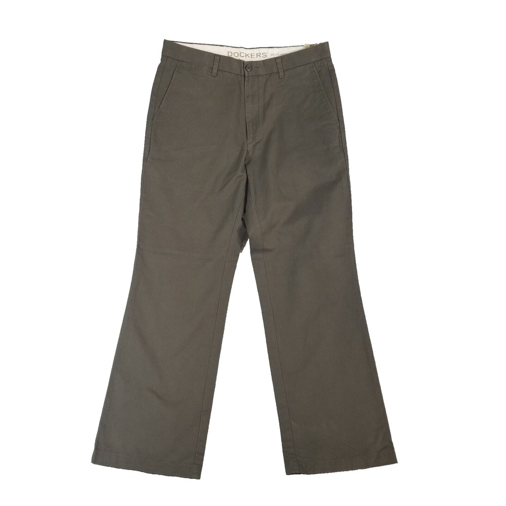 Dockers Pants Mens 34x32 Brown D3 Classic Fit Chino Khaki Cotton Twill NEW